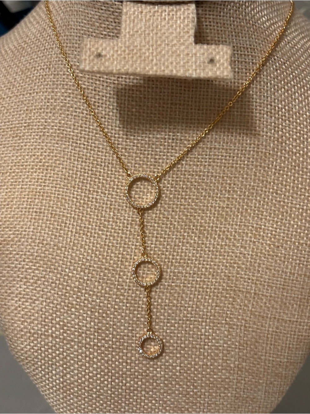 Gold Triple Circle Drop Necklace - Elegant Women’s Jewelry